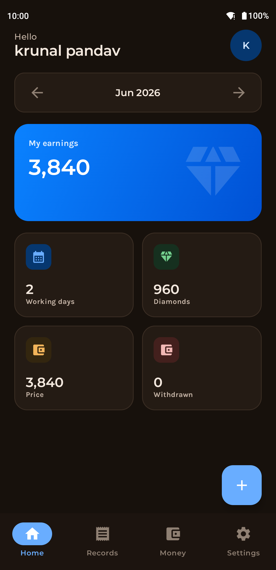 Dark mode dashboard