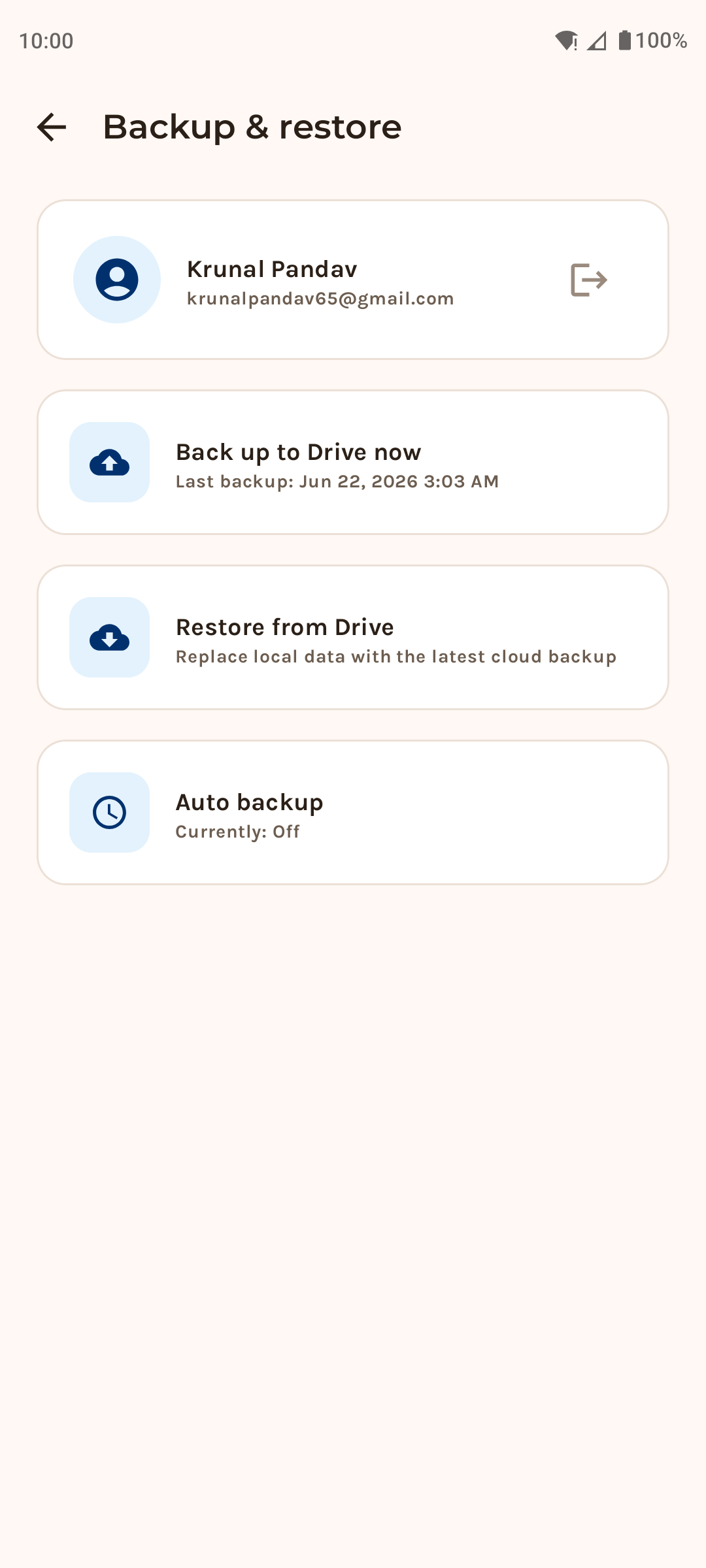 Google Drive backup & restore